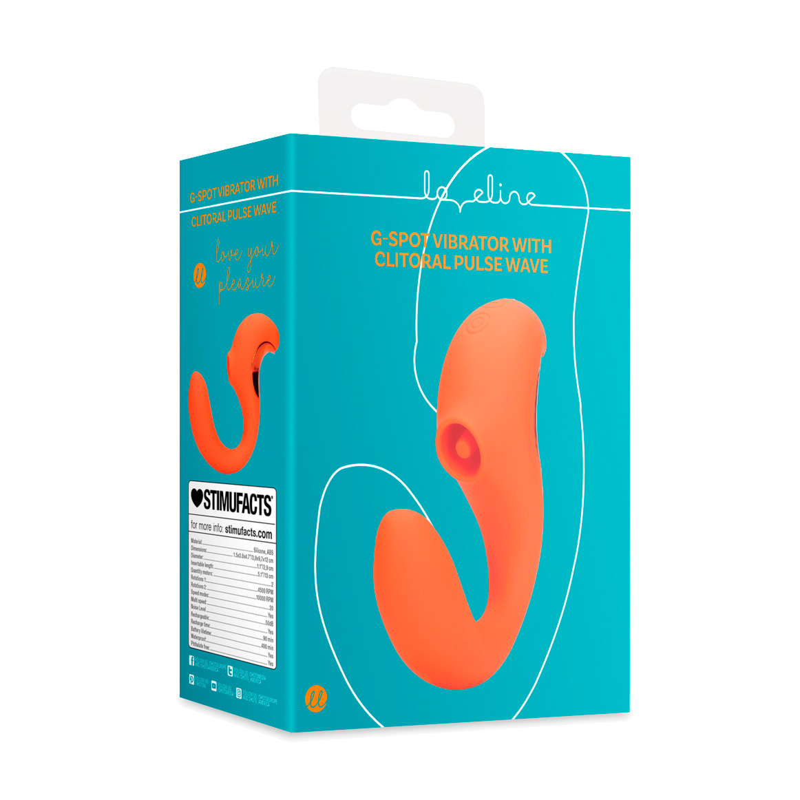 Кліторально-вагінальний вібратор Loveline G-Spot Vibrator With Clitoral Pulse Wave помаранчевий, 1 шт
